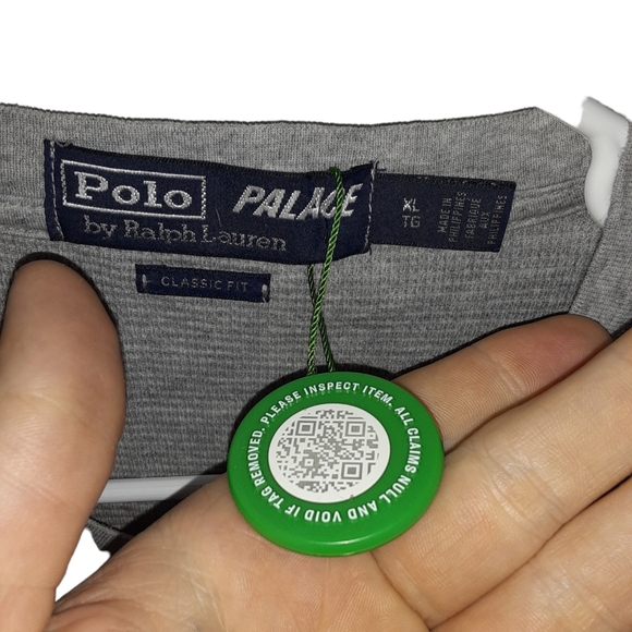 Palace x Polo RL "Logo Pocket grey waffle tee" - Picture 2 of 12